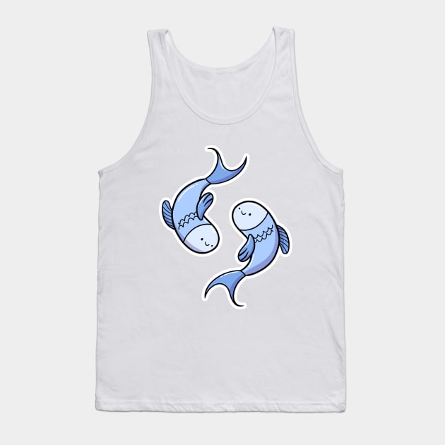 Cute Pisces Fish Zodiac Star Sign Symbol Tank Top by fizzyllama